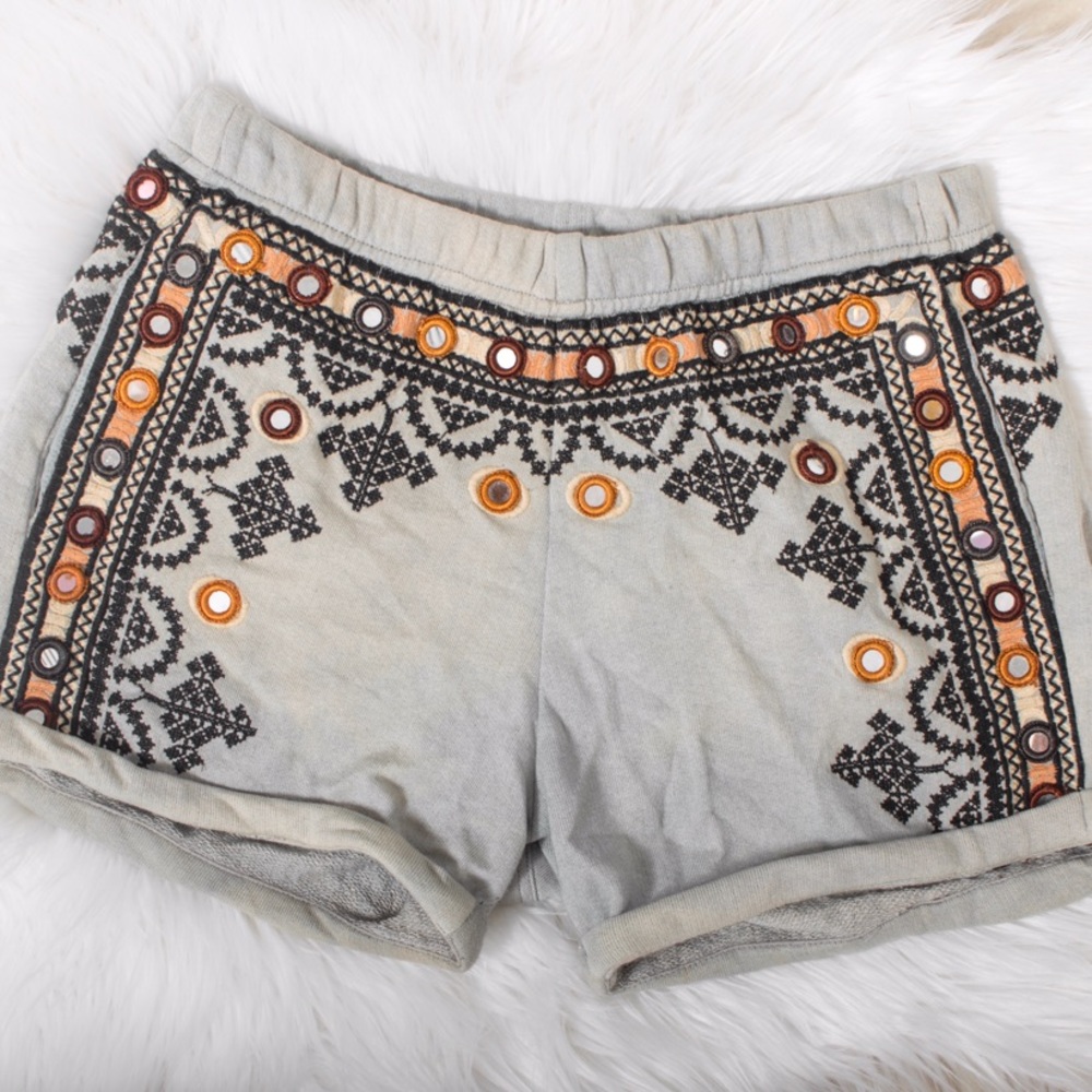 Free People embellished mirror sweatpant shorts